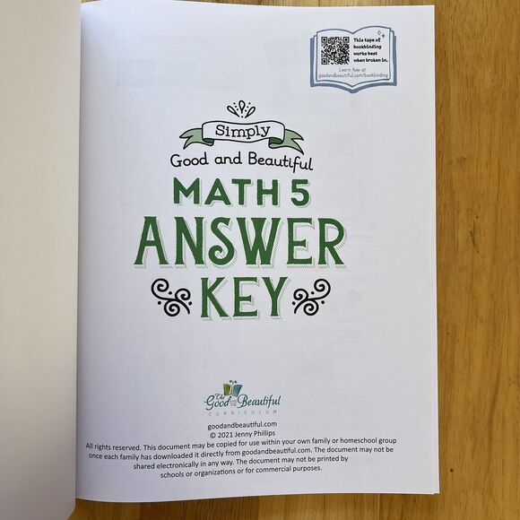 The Good And The Beautiful Math 5 Answer Key Homeschool Curriculum Paperback - Picture 4 of 8